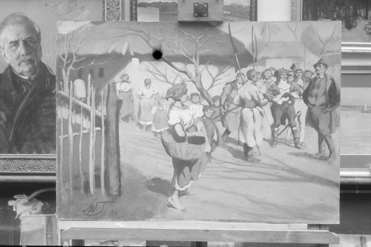 Muzeum w Lublinie - Tetmajer Włodzimierz "Scena pod chatą", 690x598 mm, skan 1