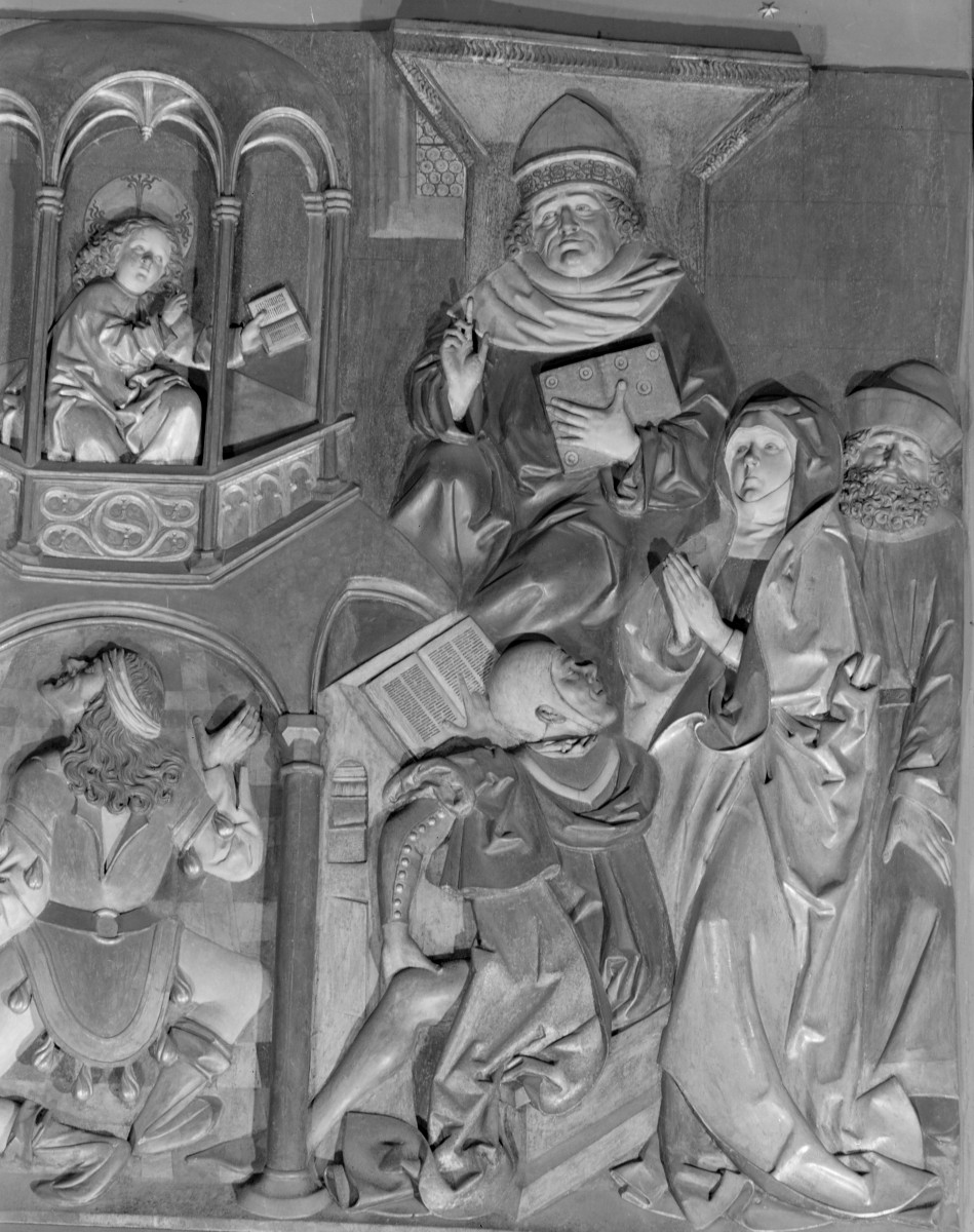 Kościół Mariacki pw. Wniebowzięcia Najświętszej Marii Panny - ołtarz Wita Stwosza: zamknięty, skrzydło lewe - Chrystus wśród uczonych, skan 1