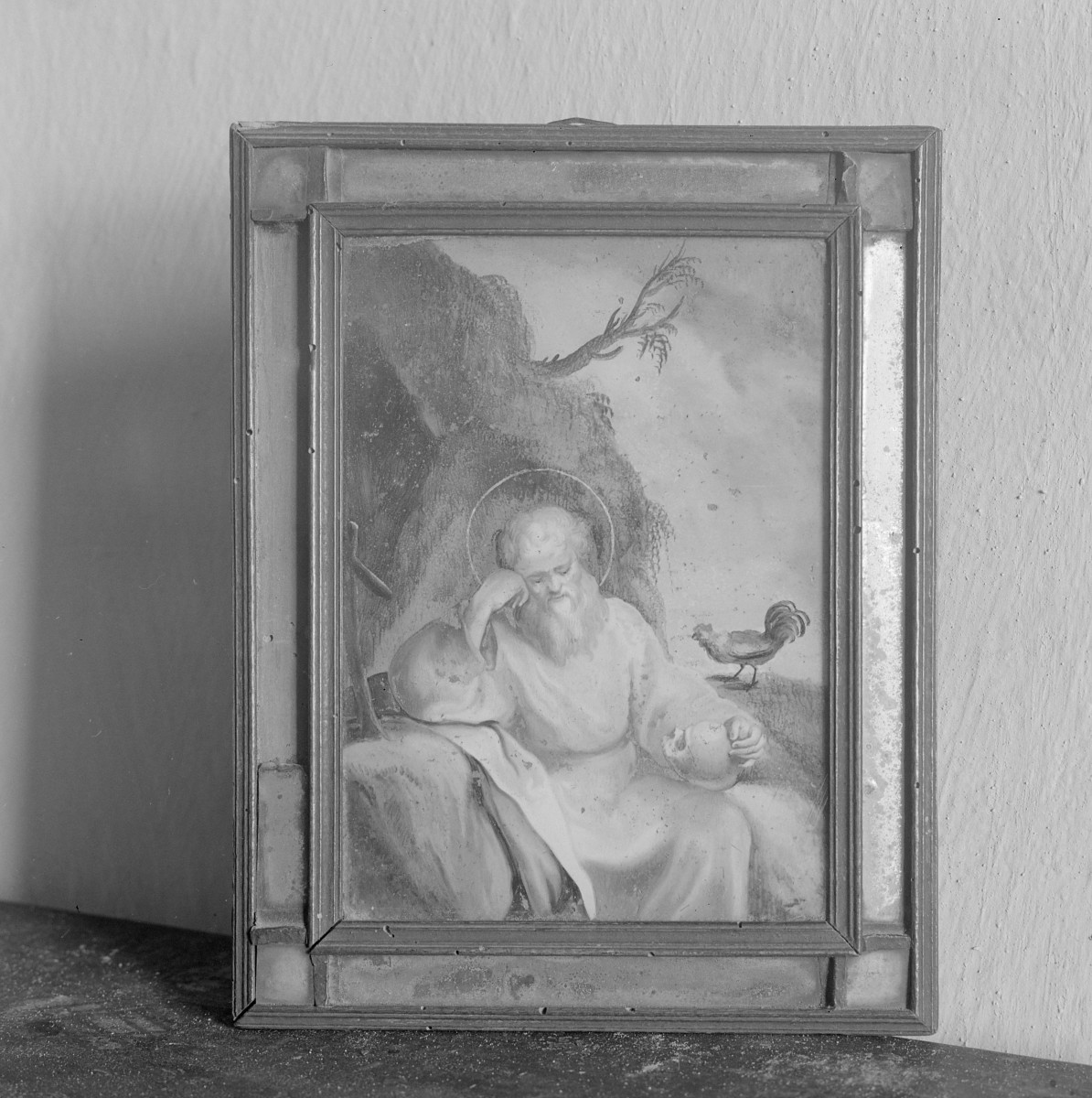 klasztor ss. Mniszek Benedyktynek - zbiory - obraz św. Antoniego Pustelnika /na szkle/ z XVIII w., skan 1