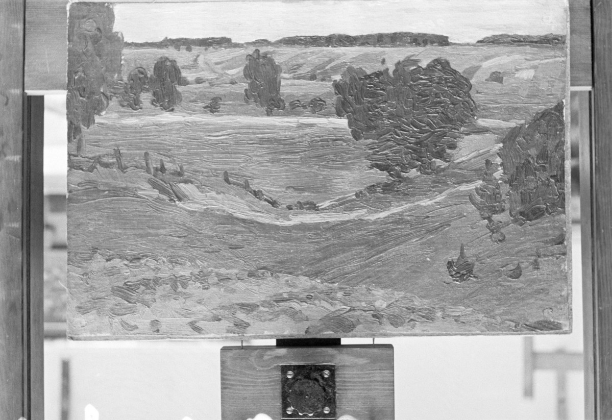 Muzeum Pomorskie w Toruniu, Ruszczyc Ferdynand "Pejzaż z okolic Bohdanowa", olej tektura, skan 1
