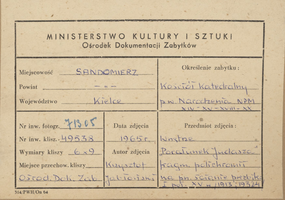  Katedra - wnętrze, fragment malowidła ściennego w prezbiterium - metryczka, skan 1