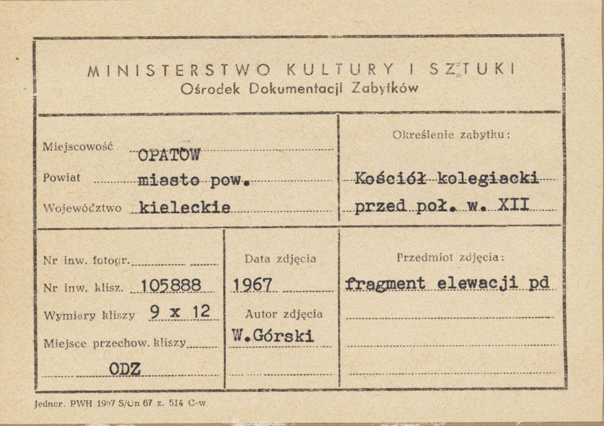 Kolegiata - fragment elewacji płd. -  metryczka

 , skan 1