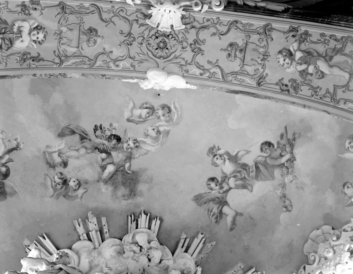 mauzoleum Piastów Świdnickich przy kościele pw. Wniebowzięcia Najświętszej Marii Panny - wnętrze - fragment malowidła sklepienia, skan 1