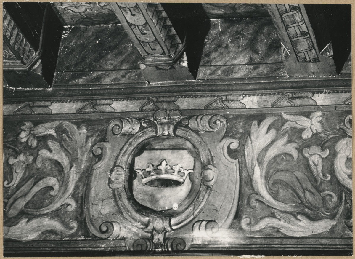 Pałac biskupów - wnętrze , I pokój kapituły,  fragment malowidła na fryzie , skan 1