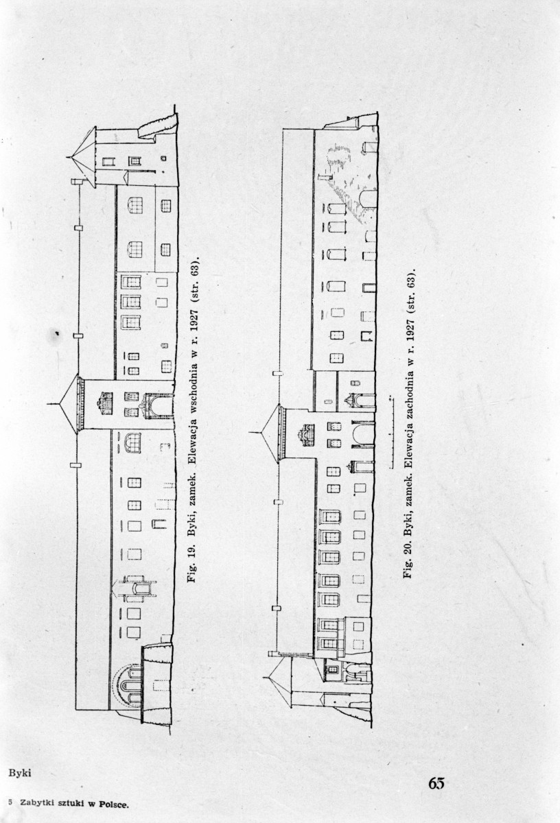 zamek - elewacja wschodnia i elewacja zachodnia w 1927 r., skan 1