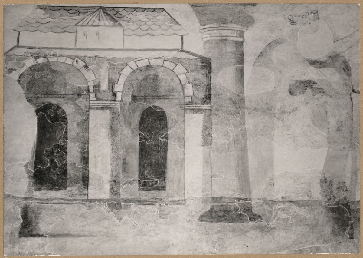 Zespół klasztorny - kościół, wnętrze, fragment malowideł ściennych, skan 1