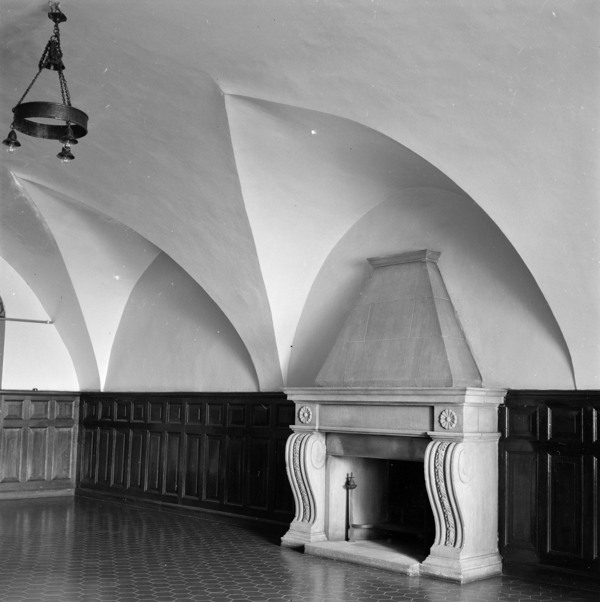 pałac von Strachwitzów - wnętrze - parter - sala zachodnia - ściana południowa - kominek, skan 1