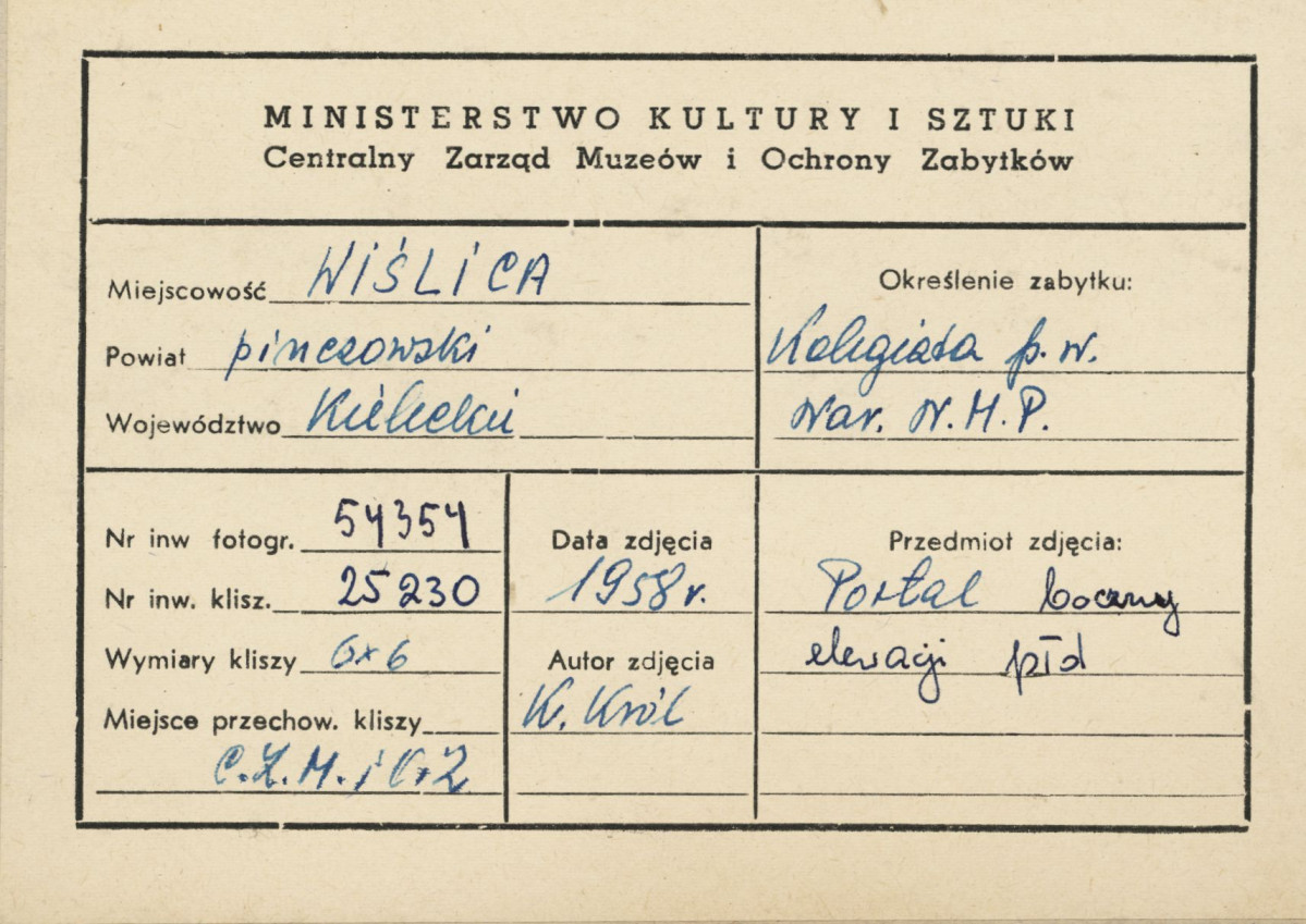 Kolegiata  -  widok na portal w elewacji płd. - metryczka, skan 1