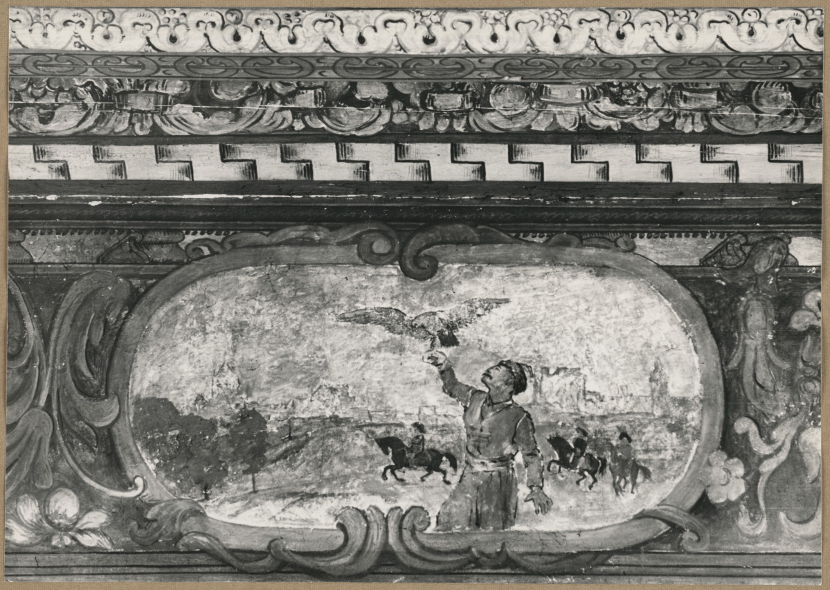 Pałac biskupów - wnętrze , I pokój kapituły, fragment malowidła na fryzie , skan 1