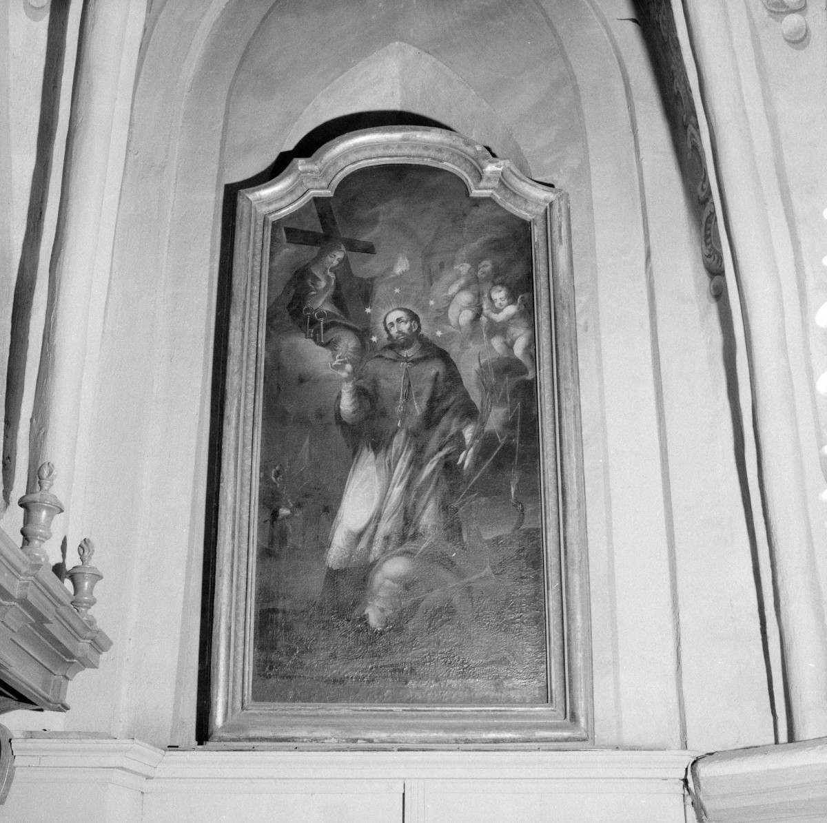 zespół klasztorny ss. Benedyktynek, kościół - chór zakonny, obraz św. Jana Nepomucena w XVIII w., skan 1