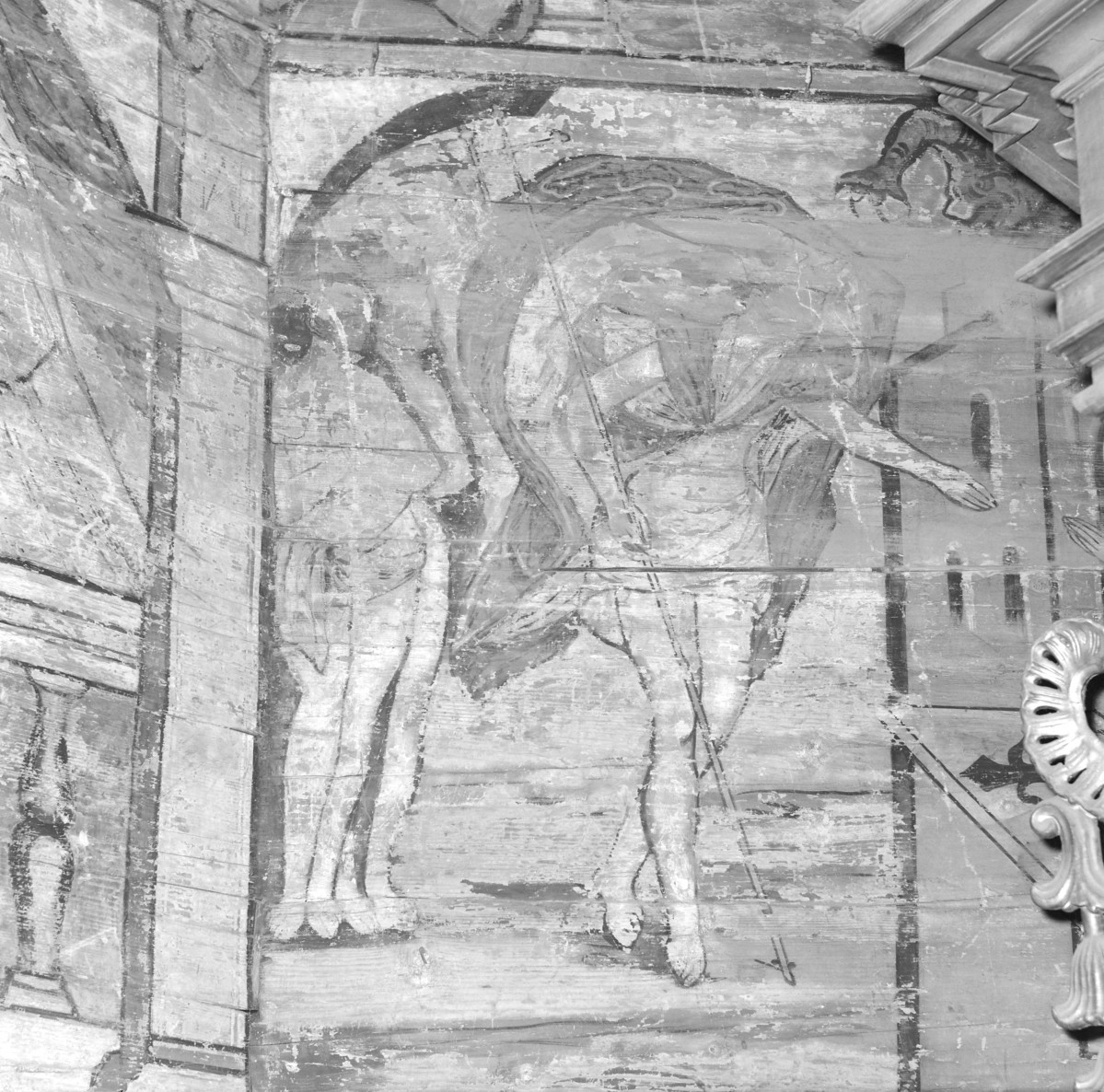 kościół parafialny pw. Matki Boskiej Różańcowej i św. Jana Kantego, 1527 r. - polichromia 1. połowa XVII w. - Zstąpienie do Piekła - fragment, skan 1