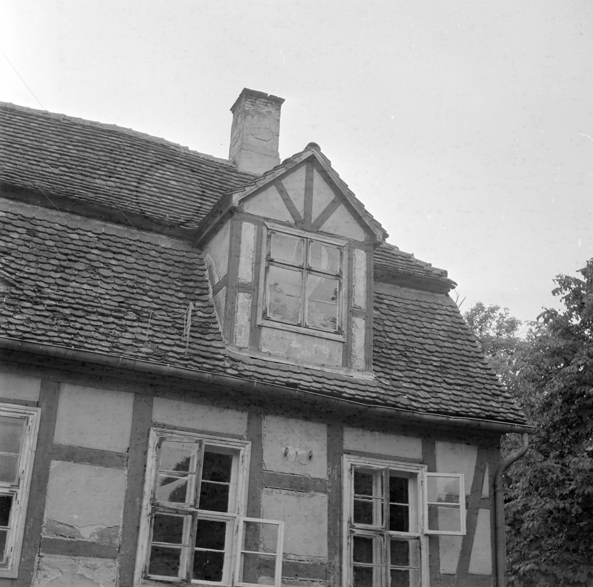 zespół dworski - mansarda, elewacja szachulcowa, skan 1