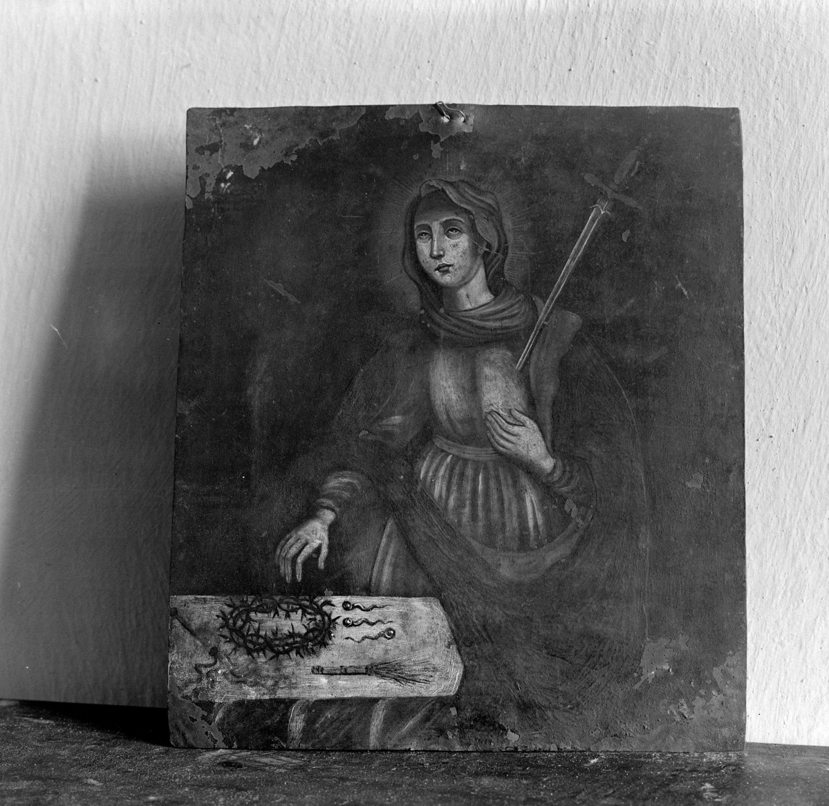 klasztor ss. Mniszek Benedyktynek - zbiory - obrazek na szkle /awers/  Matka Boska Bolesna z XVIII / XVIII wieku, skan 1
