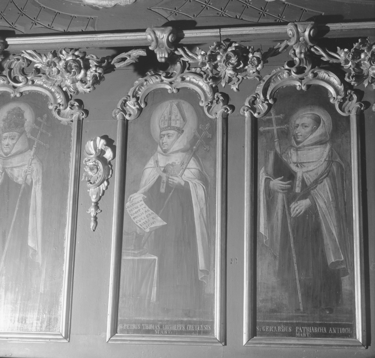 kościół parafialny pw. św.św. Marcina i Mikołaja - stalle, obraz św. Piotra Thomasa, skan 1