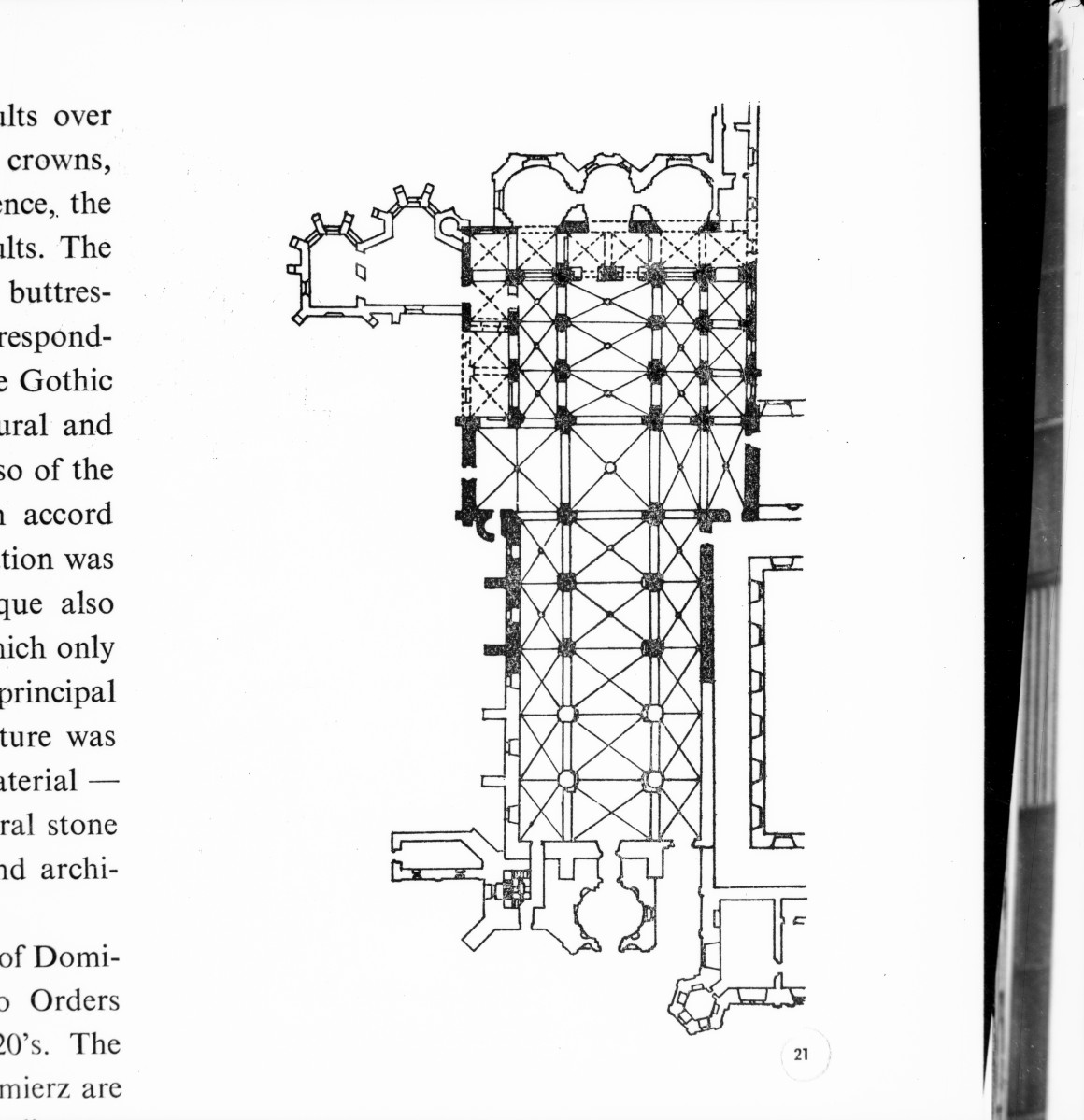 żródło: J. Zachwatowicz, Architektura Polska, Arkady 1967 - kościół Cystersów XIII w. - rzut poziomy, skan 1
