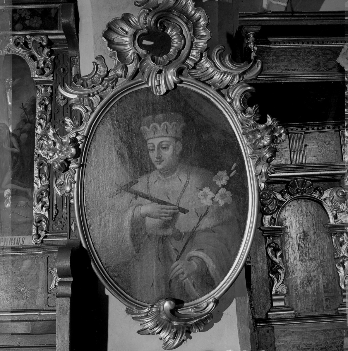 Kościół św. Jan Chrzciciela i św. Jana Ewangelisty - wnętrz: detale obrazu z wizerunkiem św. Kazimierza.., skan 1