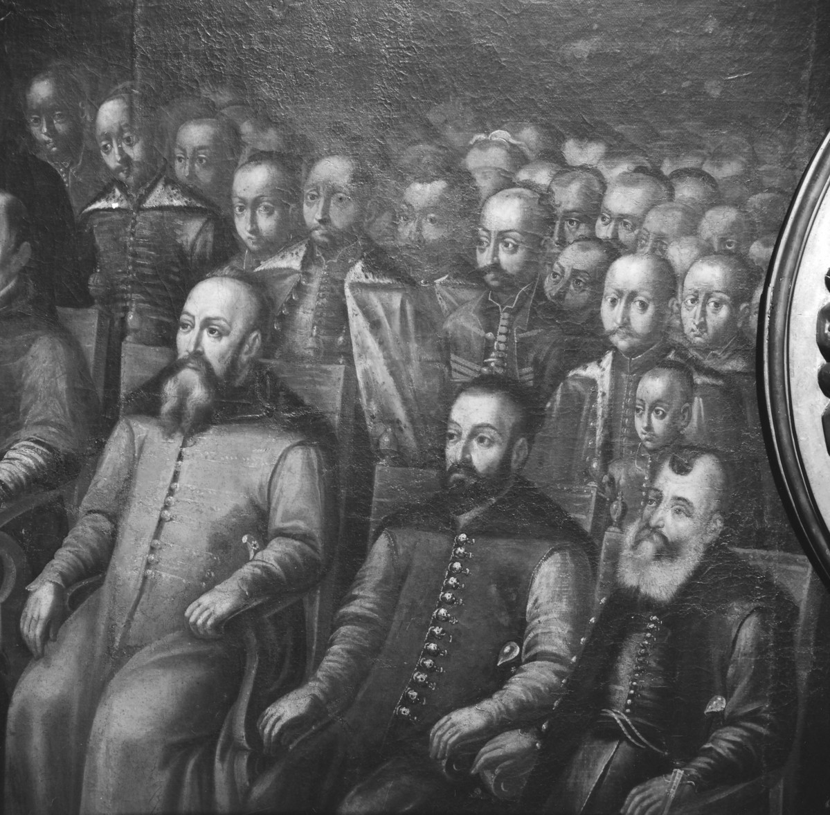 pałac Biskupów Krakowskich - Trzeci Pokój Biskupi /I p./ - fragment stropu - plafon Sąd nad Arianami - fragment, skan 1