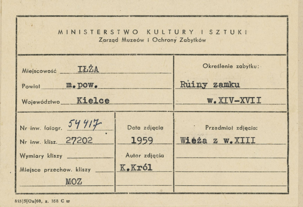 Widok ogólny baszty - metryczka, skan 1