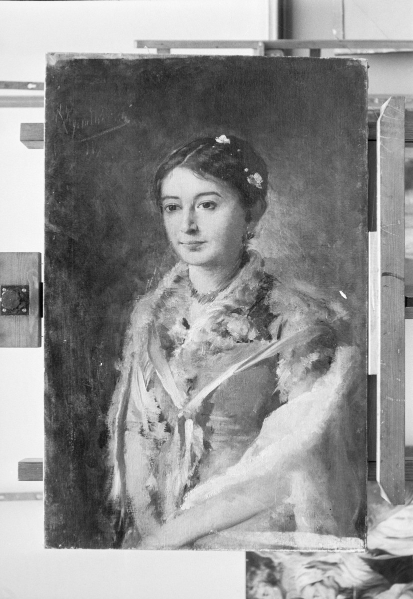 Muzeum Narodowe w Poznaniu, obraz Wyciółkowski Leon "portret pani w niebieskiej sukni", 817x530 mm, skan 1