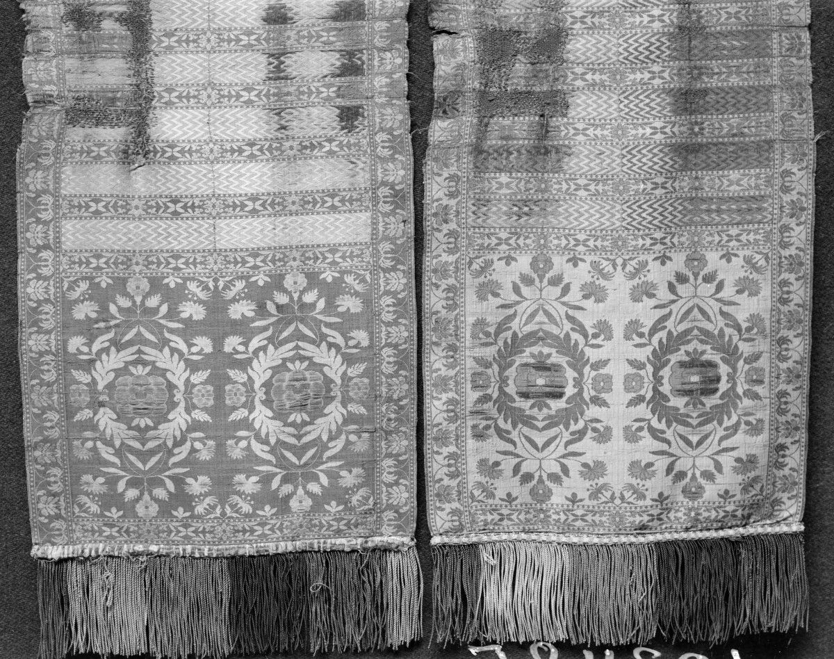 kościół pw. Wniebowzięcia Najświętszej Maryi Panny i św. Zygmunta - Muzeum Diecezjalne - zbiory - pas kontuszowy N 84 - fragment, skan 1