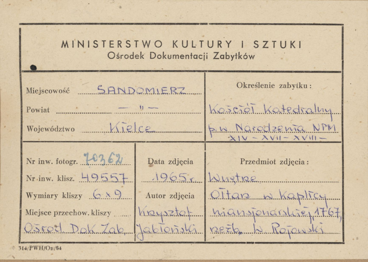  Katedra - wnętrze kaplicy mansjonarzy - metryczka, skan 1