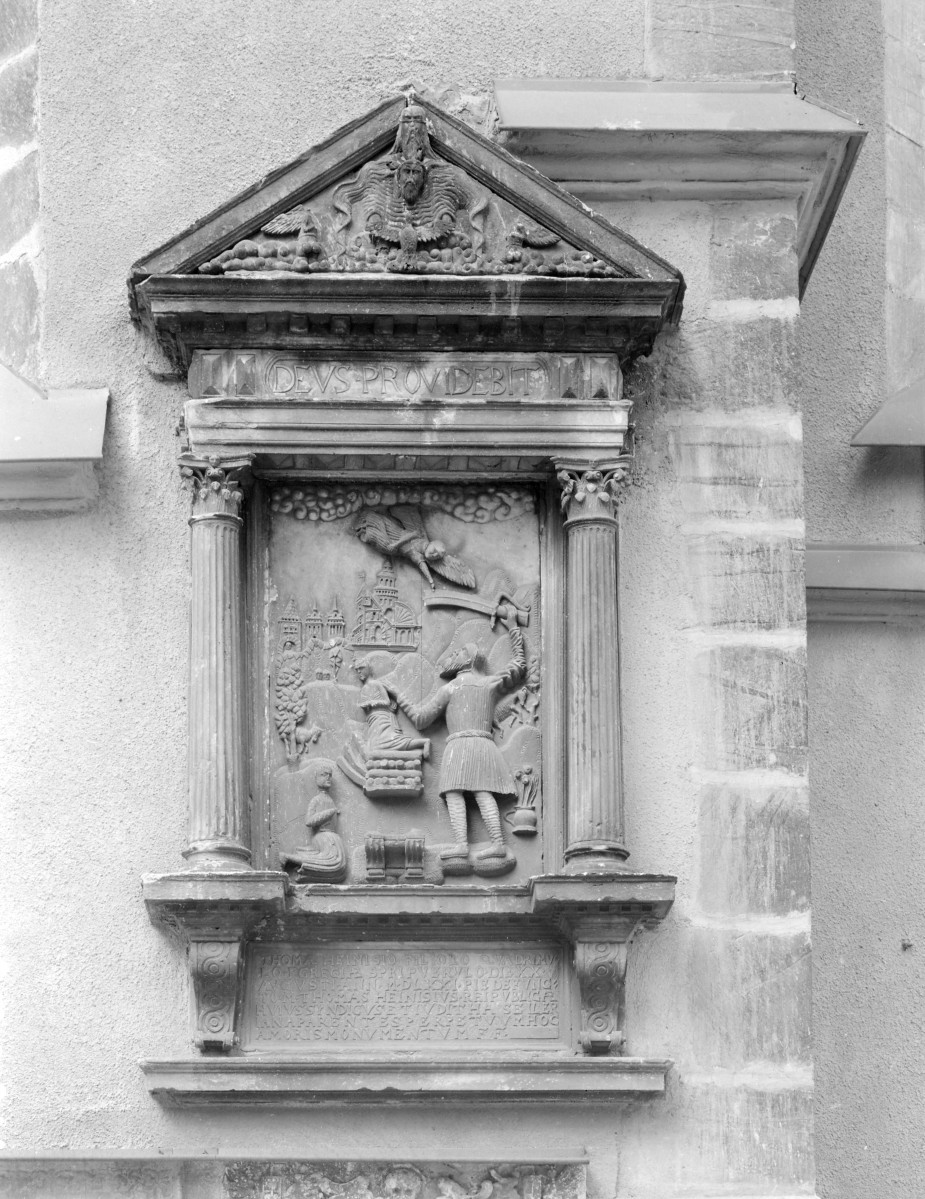 Kościół parafialny pw. Wniebowzięcia NMP i św. Mikołaja - epitafium Thomasa Heinisiusa † 1571., skan 1