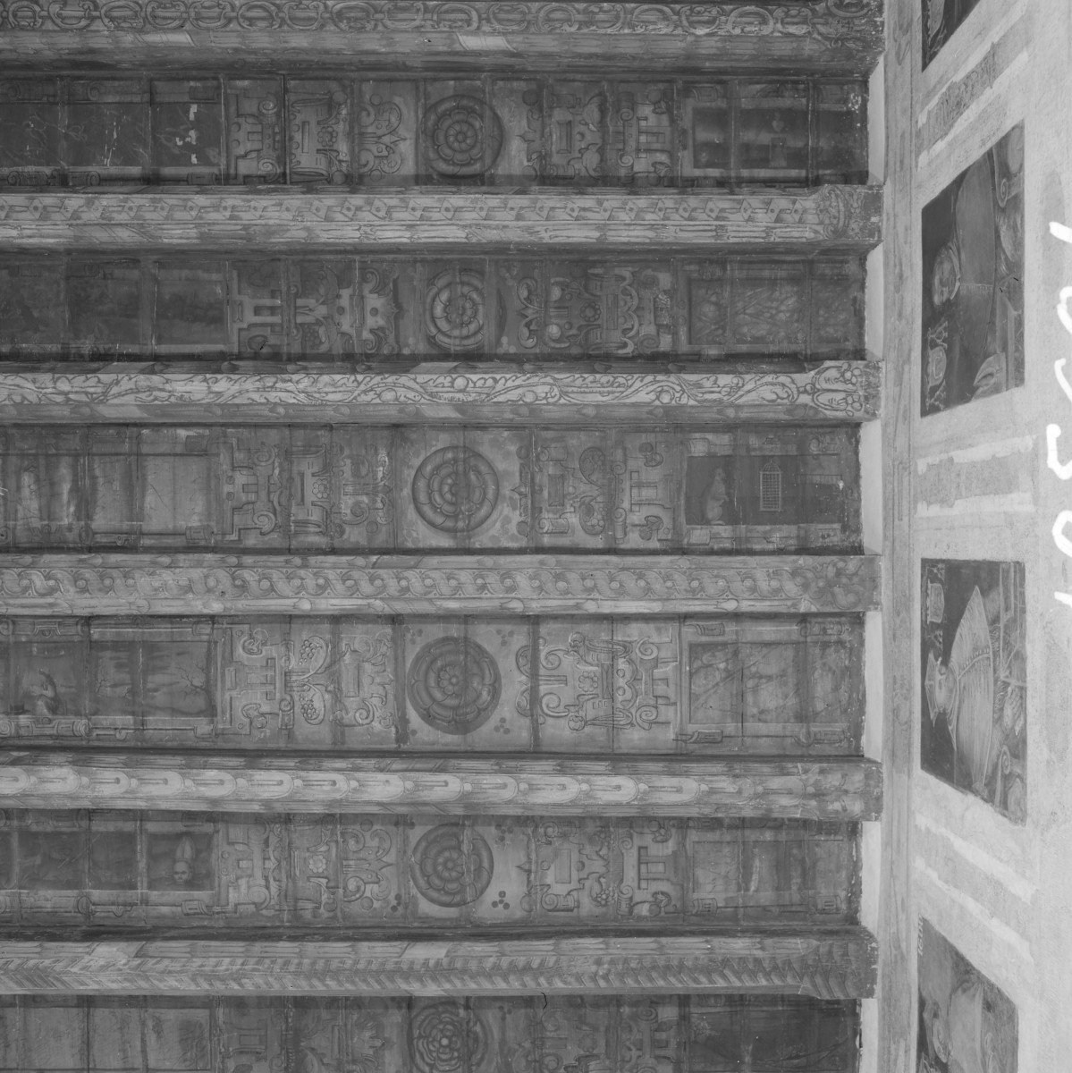 pałac Biskupów Krakowskich - Izba Stołowa Górna /sala portretowa/ /I p./ - fragment stropu, skan 1