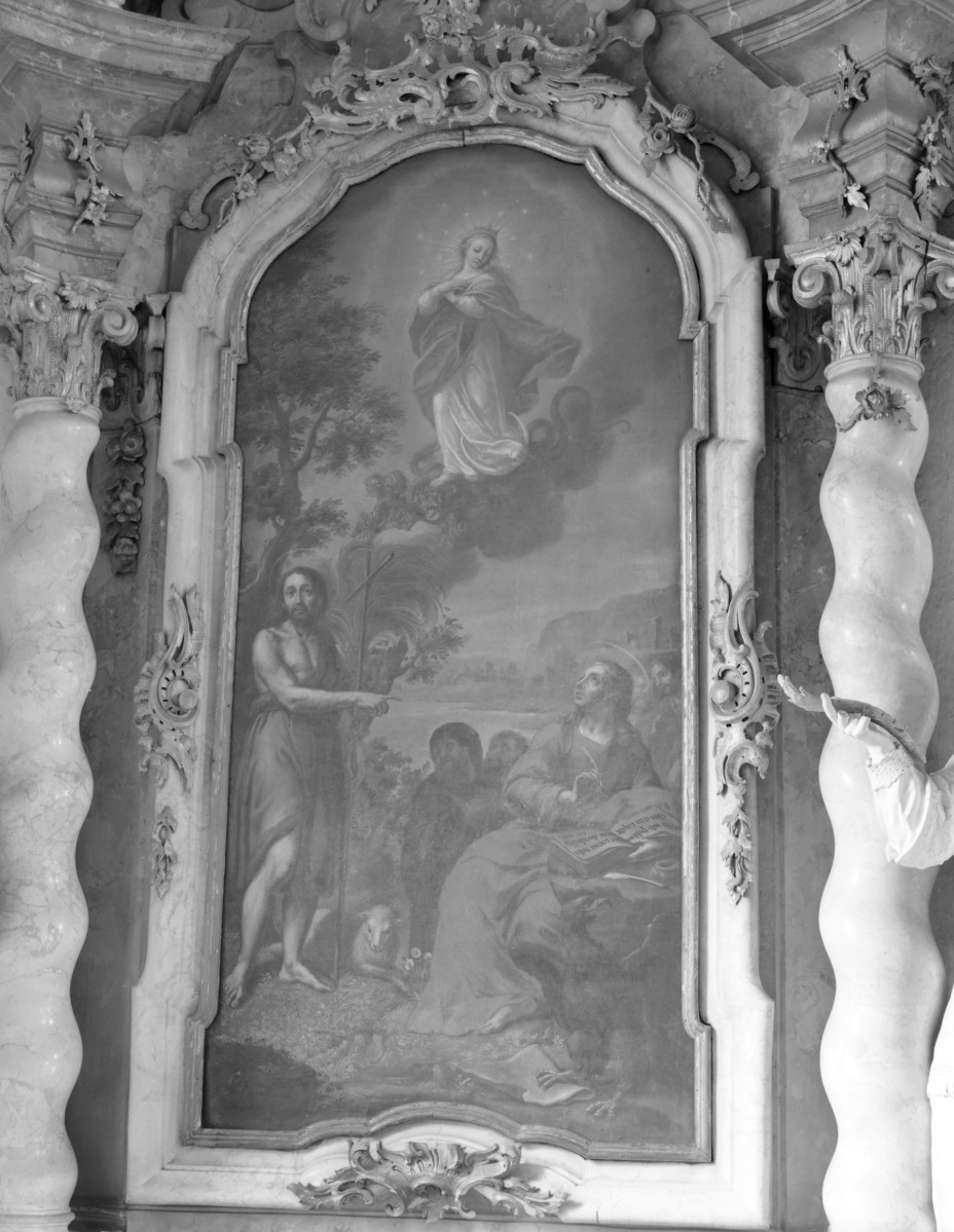 kościół, ob. parafialny pw. Wniebowzięcia Najświętszej Marii Panny - wnętrze: w ołtarzu w nawie lewej, skan 1