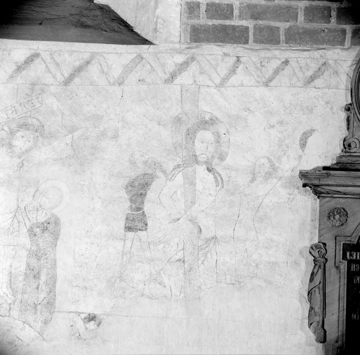 kościół pw. św. Mikołaja - wnętrze - prezbiterium - ściana południowa - fragment polichromii z Biczowaniem, skan 1