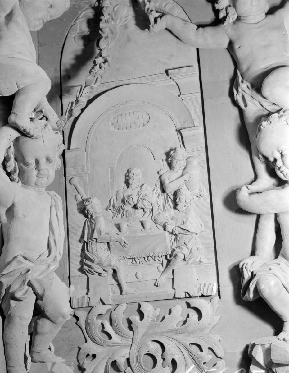 kościół parafialny pw. Wniebowzięcia NMP i Jana Chrzciciela - stalle, płaskorzeźba, scena., skan 1