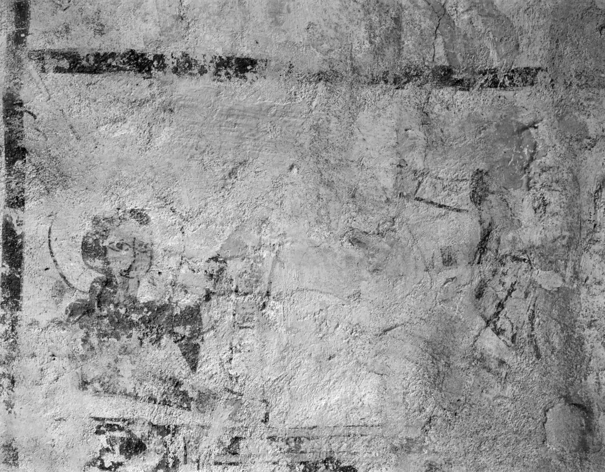 Bazylika N.M.P - wnętrze. Południowa kaplica świątyni i freski na ścianach. Fragment polichromii., skan 1