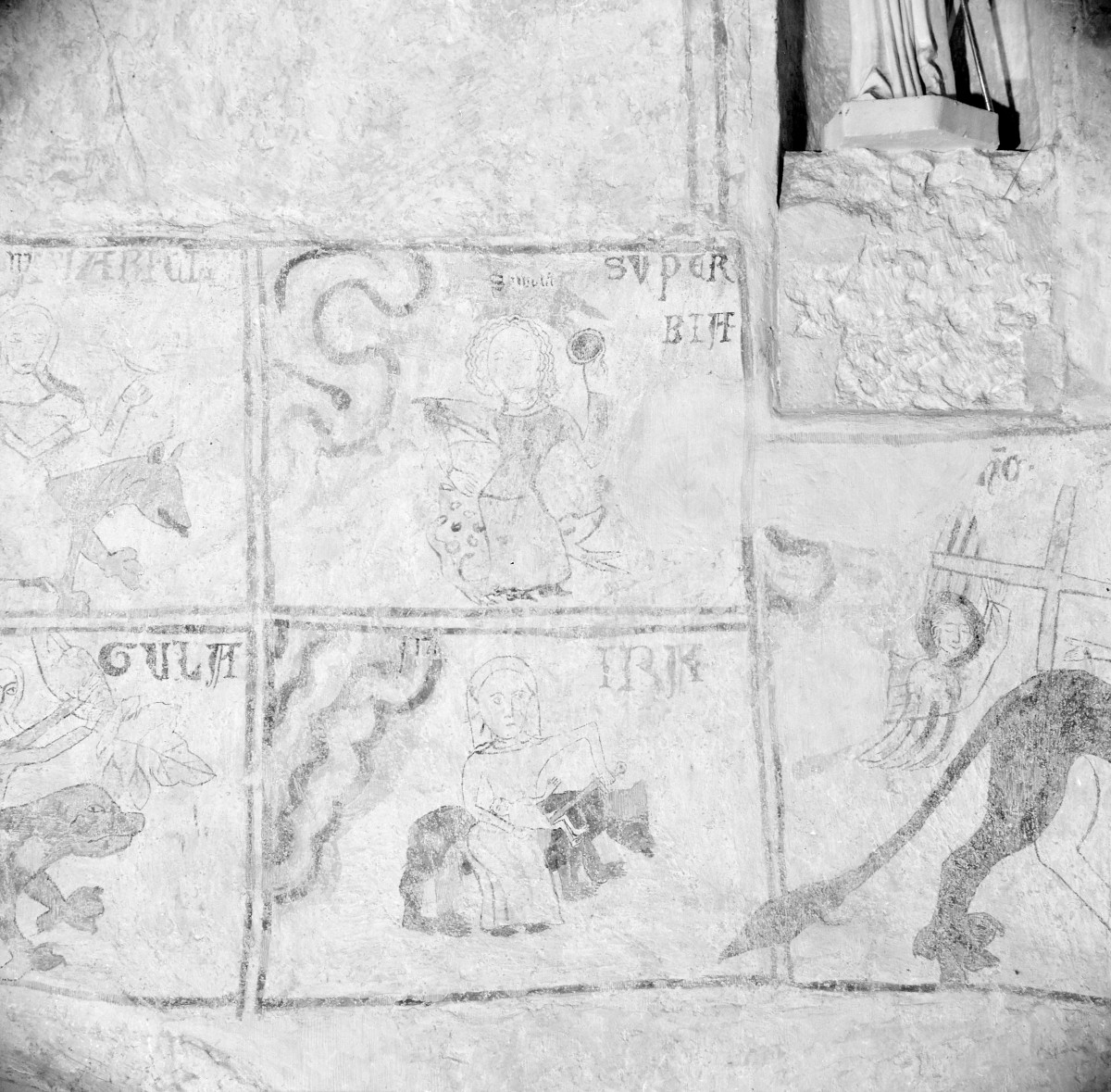 kościół pw. św. Mikołaja - wnętrze - prezbiterium - ściana północna - fragment polichromii, skan 1
