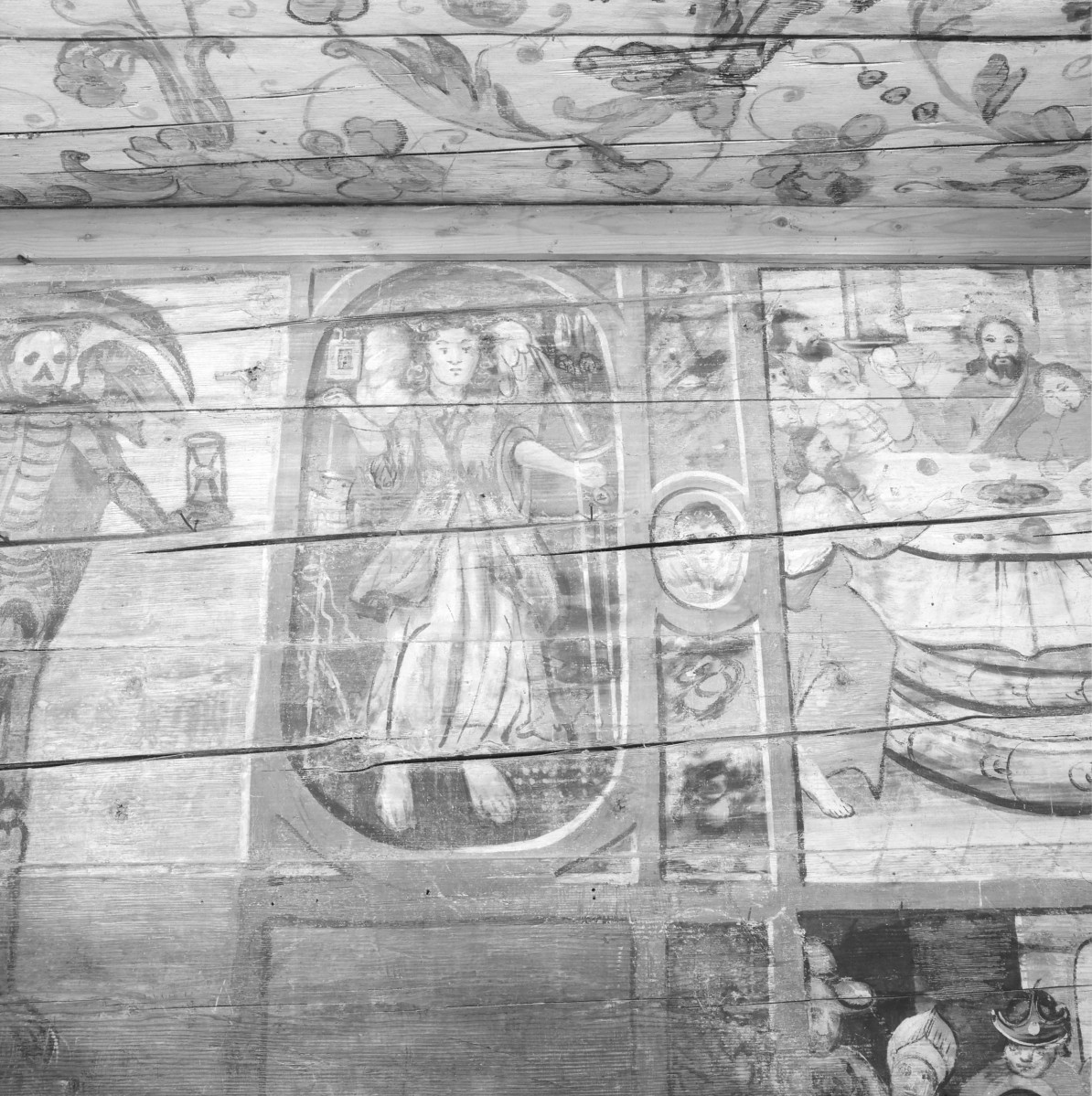 kościół pw. św. Michała Archanioła - nawa główna - ściana północna - fragment polichromii, skan 1