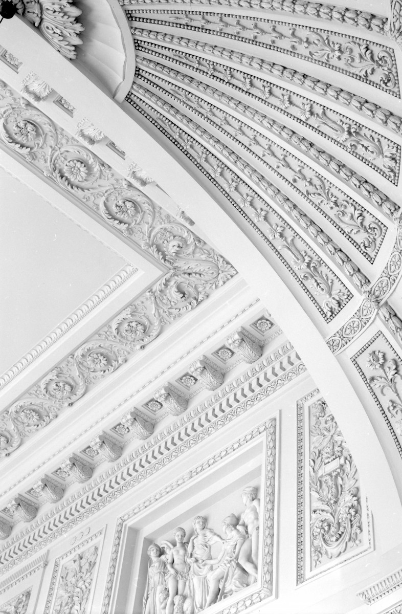 pałac Potockich / Tyszkiewiczów - sala balowa - sztukateria, dekor, sklepienie, skan 1