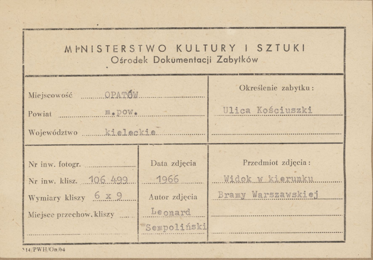 Widok ulicy Kościuszki z Bramą Warszawską - metryczka

 , skan 1