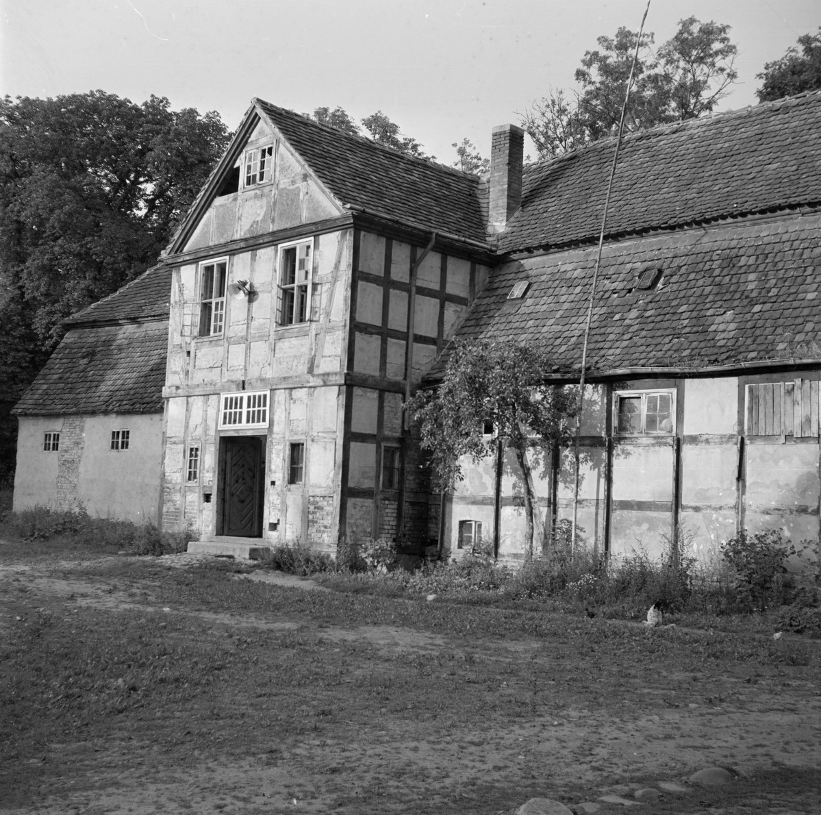 zespół dworski - dwór, elewacja szachulcowa, skan 1