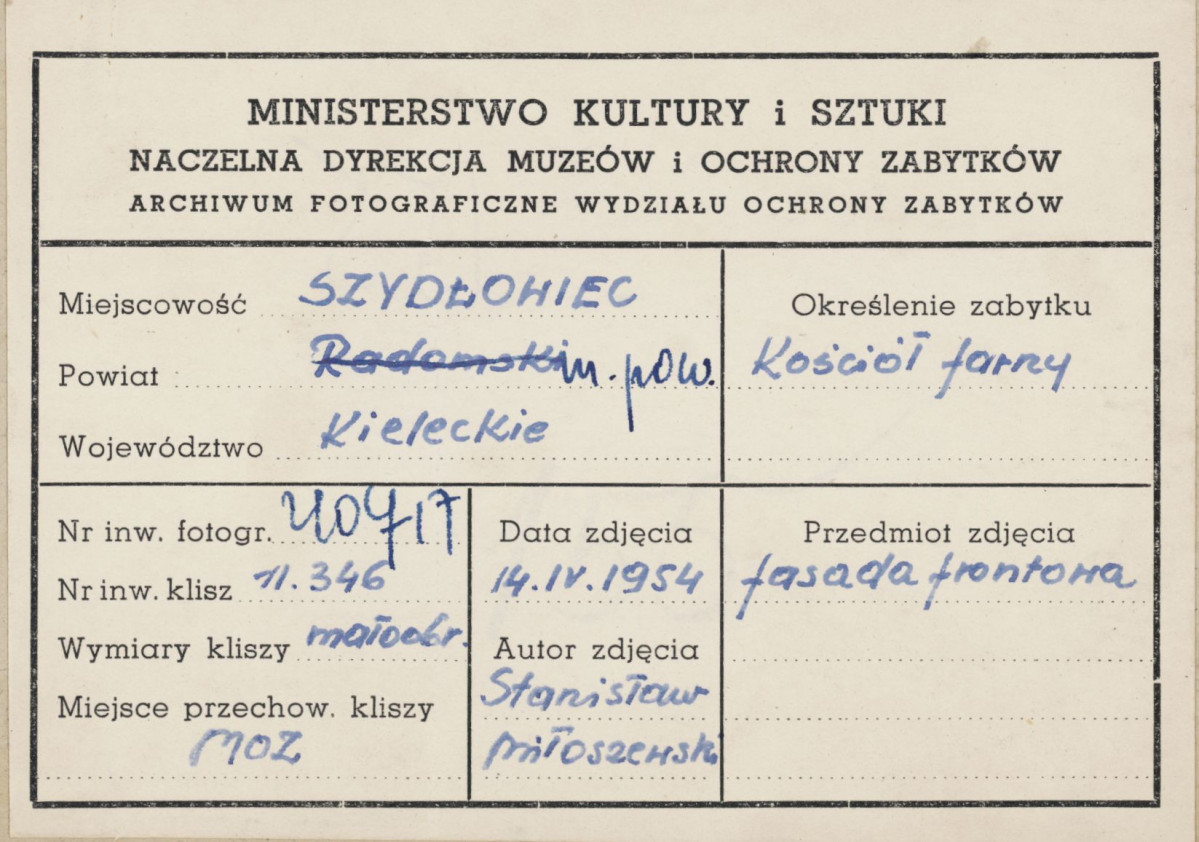 Kościół parafialny - widok od strony płn. - metryczka, skan 1
