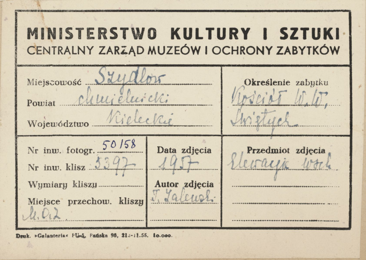Kościół filialny - widok ogólny od strony płn. - wsch. - metryczka, skan 1
