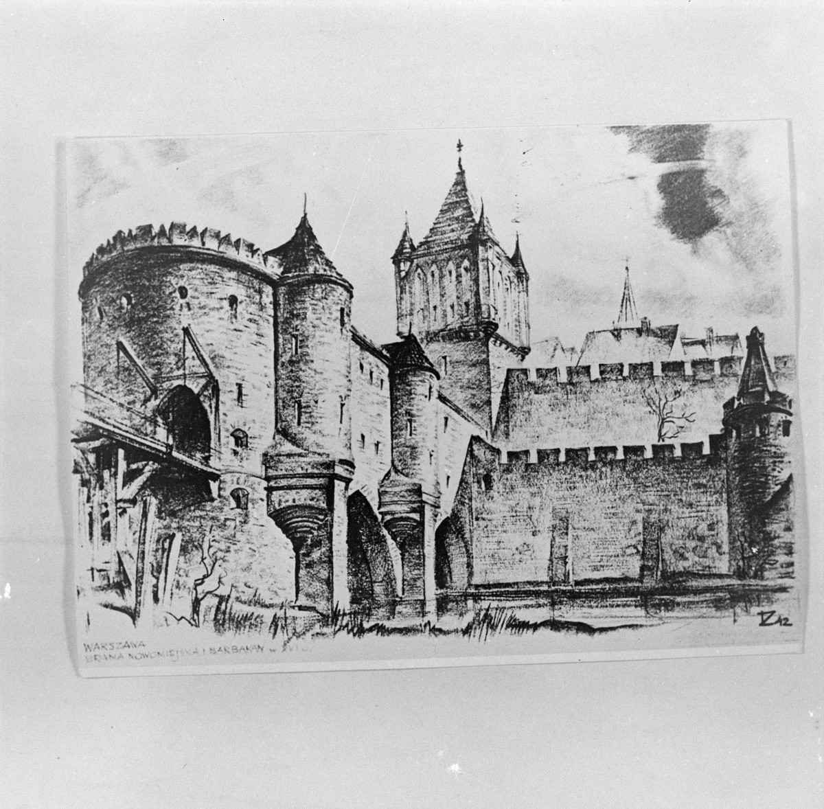 Barbakan - reprodukcja, rys. prof. Zachwatowicza, skan 1