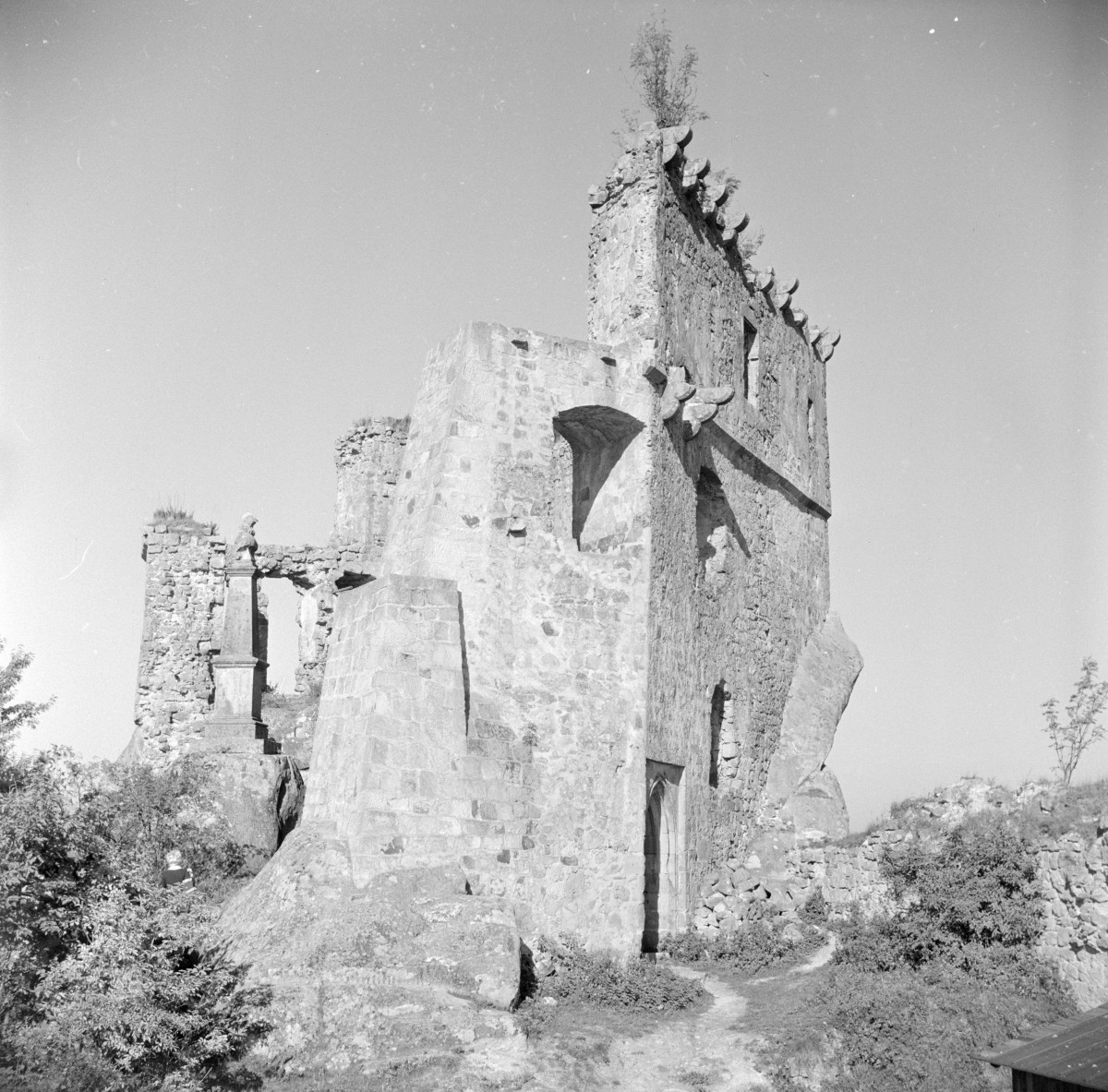 ruina Zamku Kamieniec - fragment, z zachowanym portalem, skan 1