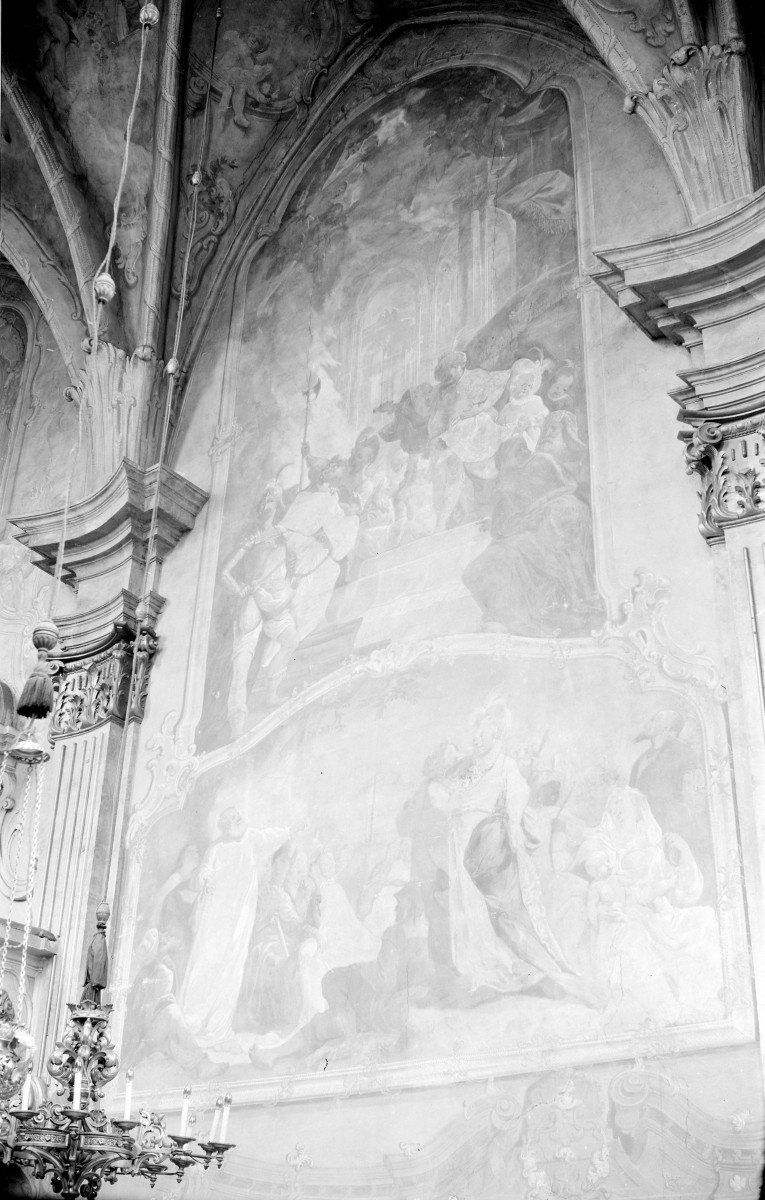 kościół parafialny pw. św. Bartłomieja 1776-81 - wnętrze: fragment malowideł w prezbiterium - scena: Setnik z Kafarnaum, skan 1