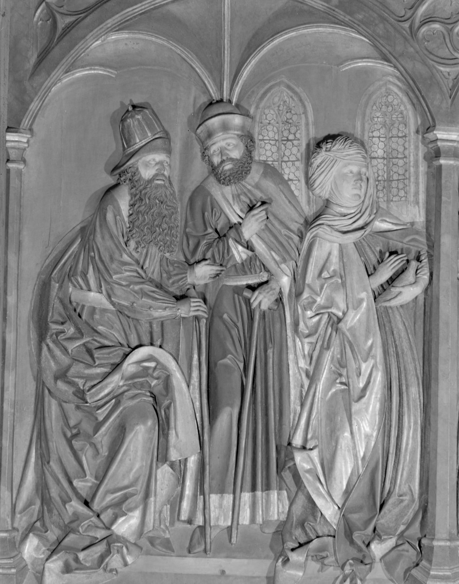 Kościół Mariacki pw. Wniebowzięcia Najświętszej Marii Panny - ołtarz Wita Stwosza: zamknięty, skrzydło lewe - Ofiarowanie Chrystusa (fragment), skan 1