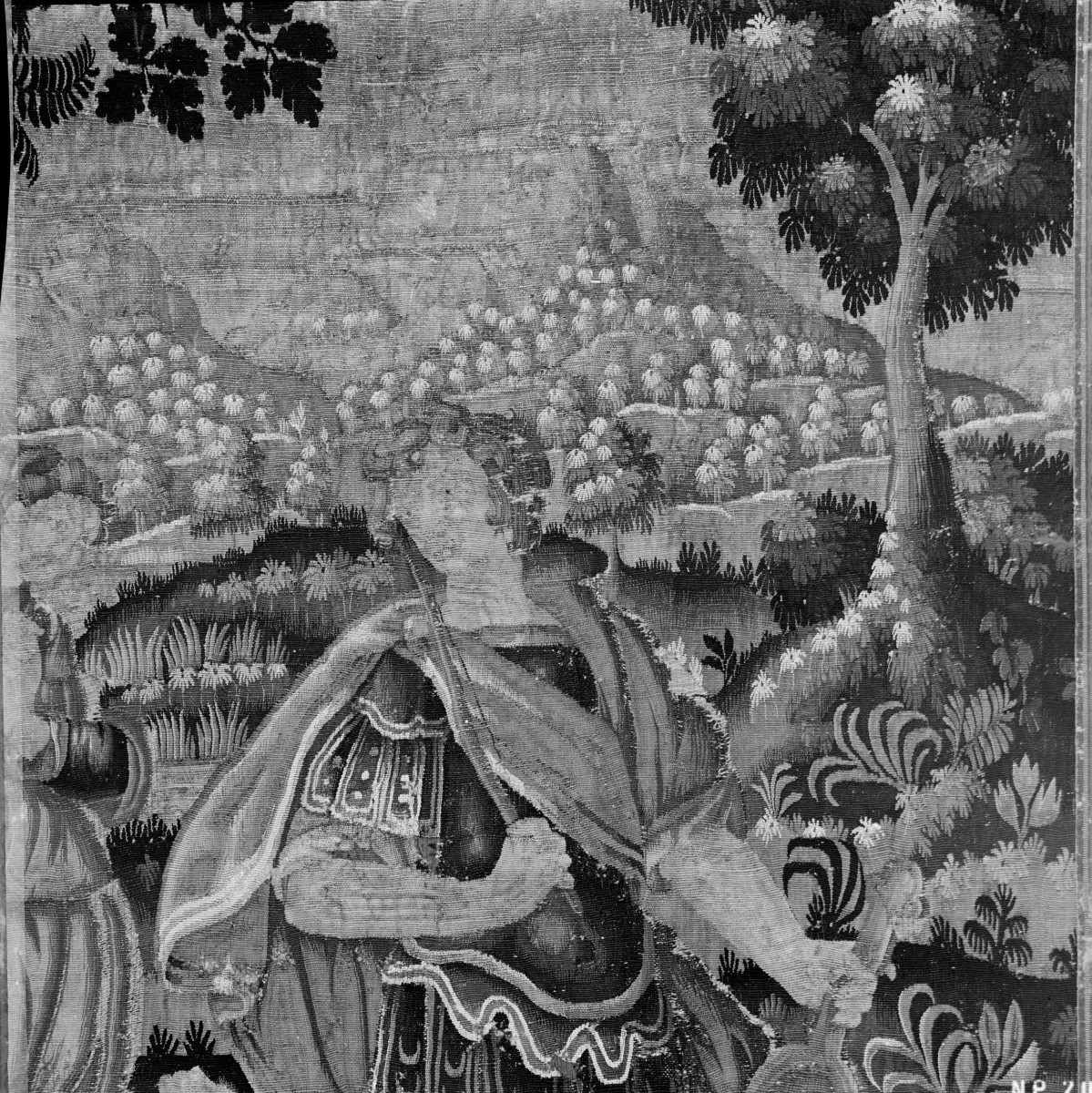 Muzeum Narodowe - Tapiseria. Fragment, pejzaż z Orfeuszem., skan 1