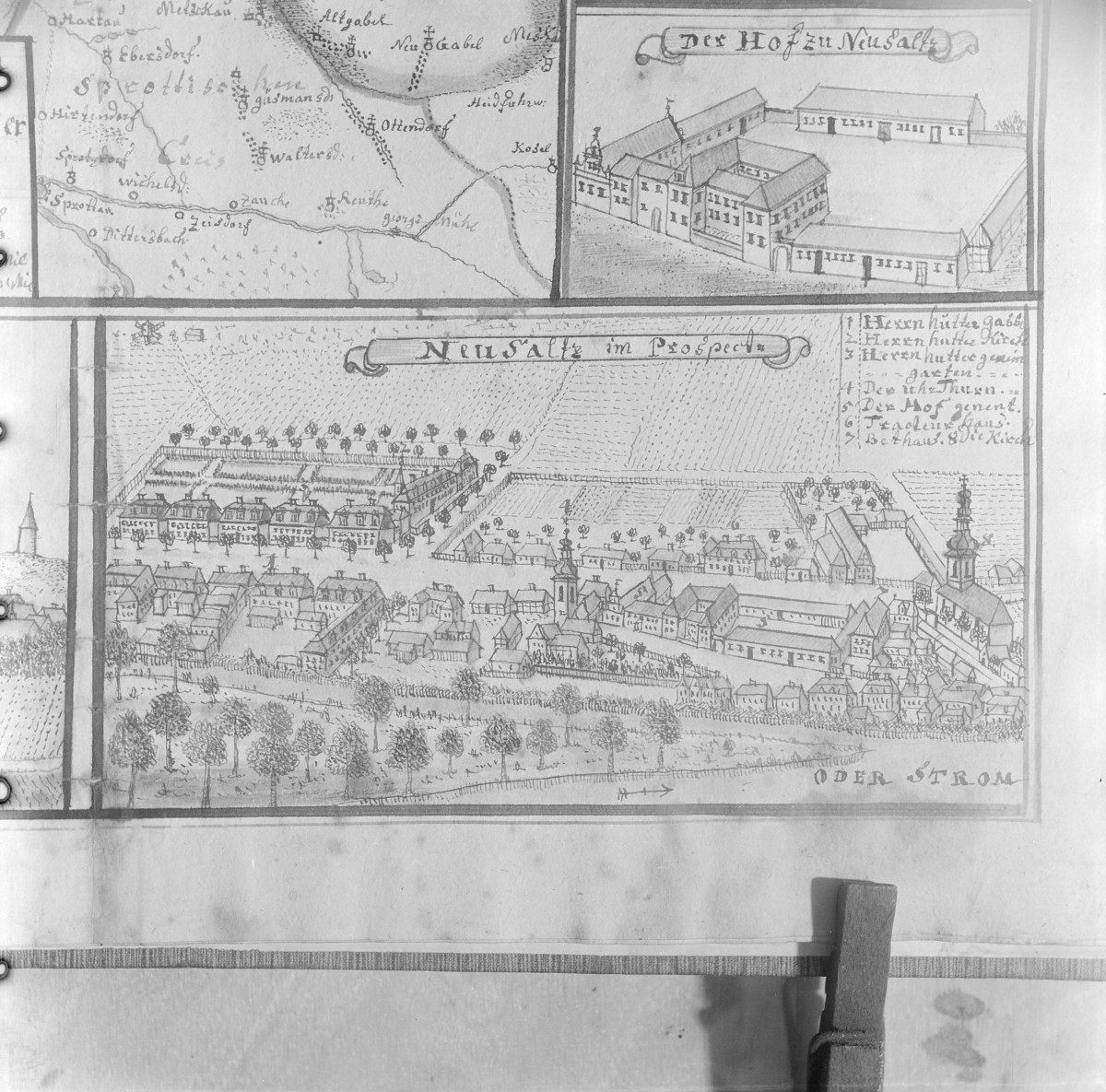 Panorama miasta. Rycina z "Topografii Śląska" autorstwa Friedricha Bernharda Wernera. , skan 1