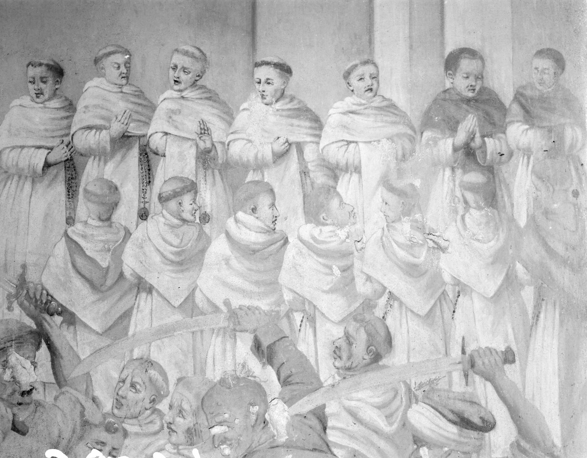 kościół dominikański pw. św. Jakuba - wnętrze: fragment polichromii w kaplicy Męczenników, skan 1