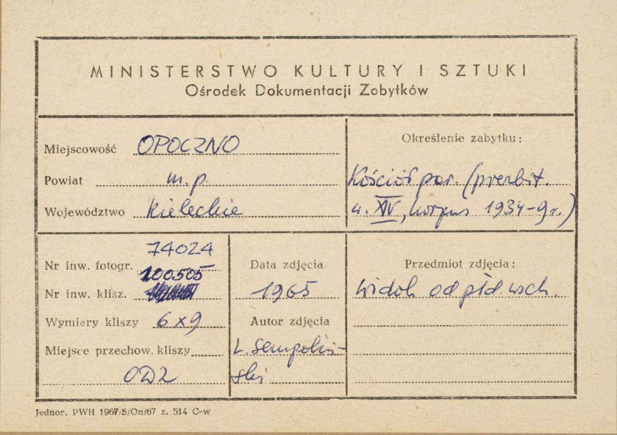 Kościół parafialny - widok ogólny po przebudowie - metryczka

 , skan 1