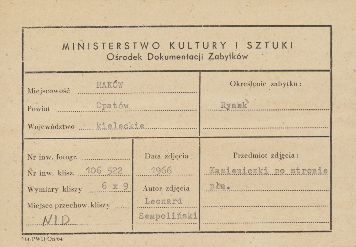 Rynek , pierzeja płn. - zach., m.in. dom nr 22 - metryczka, skan 1