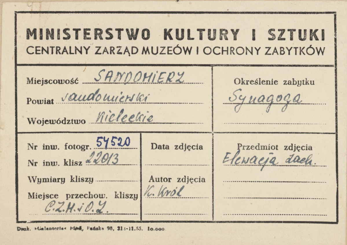 Synagoga - widok ogólny od strony płd. - metryczka, skan 1