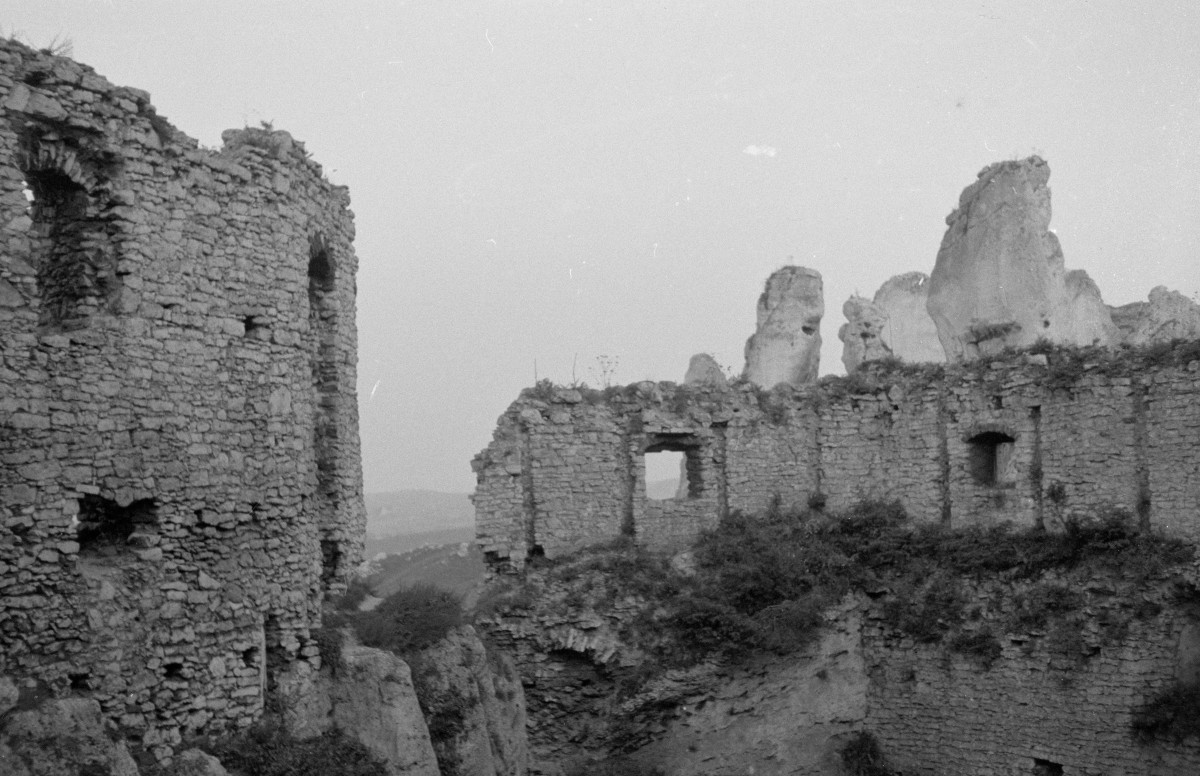 zamek Sulimczyków - fragment ruin murów, skan 1
