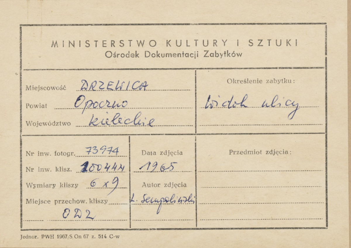 Widok fragmentu miasta - domy przy ulicy - metryczka, skan 1
